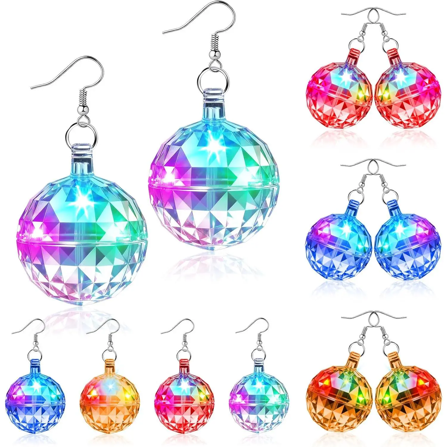 Light Up Disco Ball Earrings for Women, LED Glow Earrings, Flashing , Glow in the Dark Accessories for Disco, Christmas, , Club, Night Party, Festival, Concert, Birthday, Celebration Favors