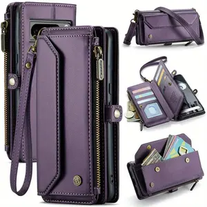 for Google Pixel 9A Pixel 9 Pro XL 8Pro 7A Case, for Google Pixel 9 Case with Pen Holder Slot, RFID Blocking Wallet Case for Women with Card Holder Zipper Strap PU Leather Flip