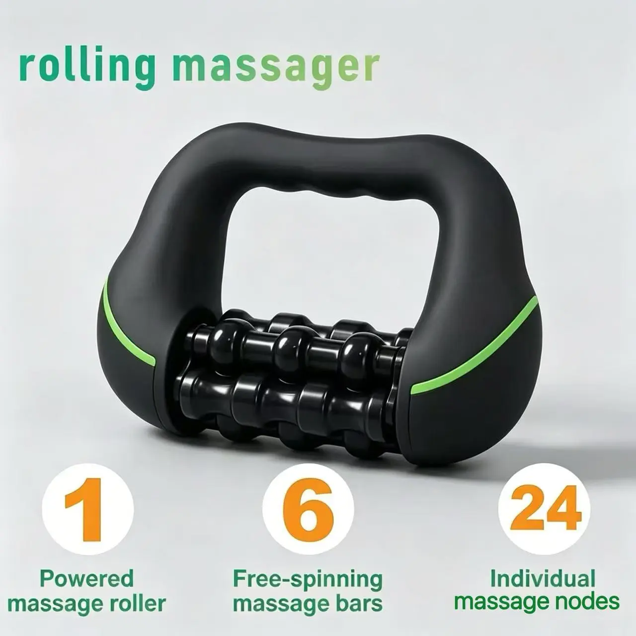 360° Rotating Handheld Massage Roller, USB Rechargeable Vibrating Massager, Portable Full-Body Massager for Fitness, Office, Travel