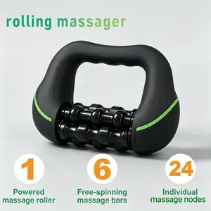 360° Rotating Handheld Massage Roller, USB Rechargeable Vibrating Massager, Portable Full-Body Massager for Fitness, Office, Travel