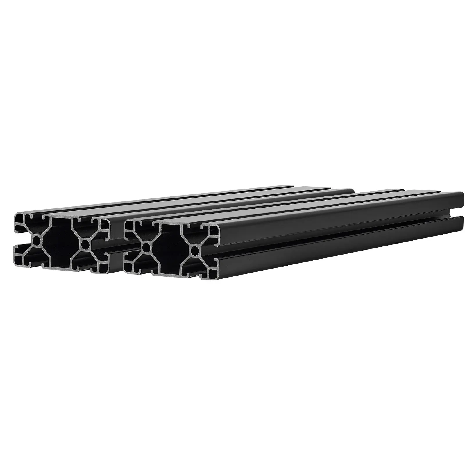 VEVOR 2PCS 4080 T-Slot EU Std Anodized Aluminum Extrusion Profiles, 19.69in/500mm High Strength Linear Tracks with Mounts, for 3D Printer Parts, CNC DIY Workbench (Black, for DIY Enthusiasts)