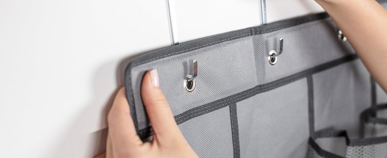 Over the Door Shoe Organizer, 24 Large Breathable Mesh Pockets, Space Saving Hanging Storage Holder, Closet Rack Hanger Holds Up to 40 lbs, Hangs on Closets for Shoes, Accessories, Pink