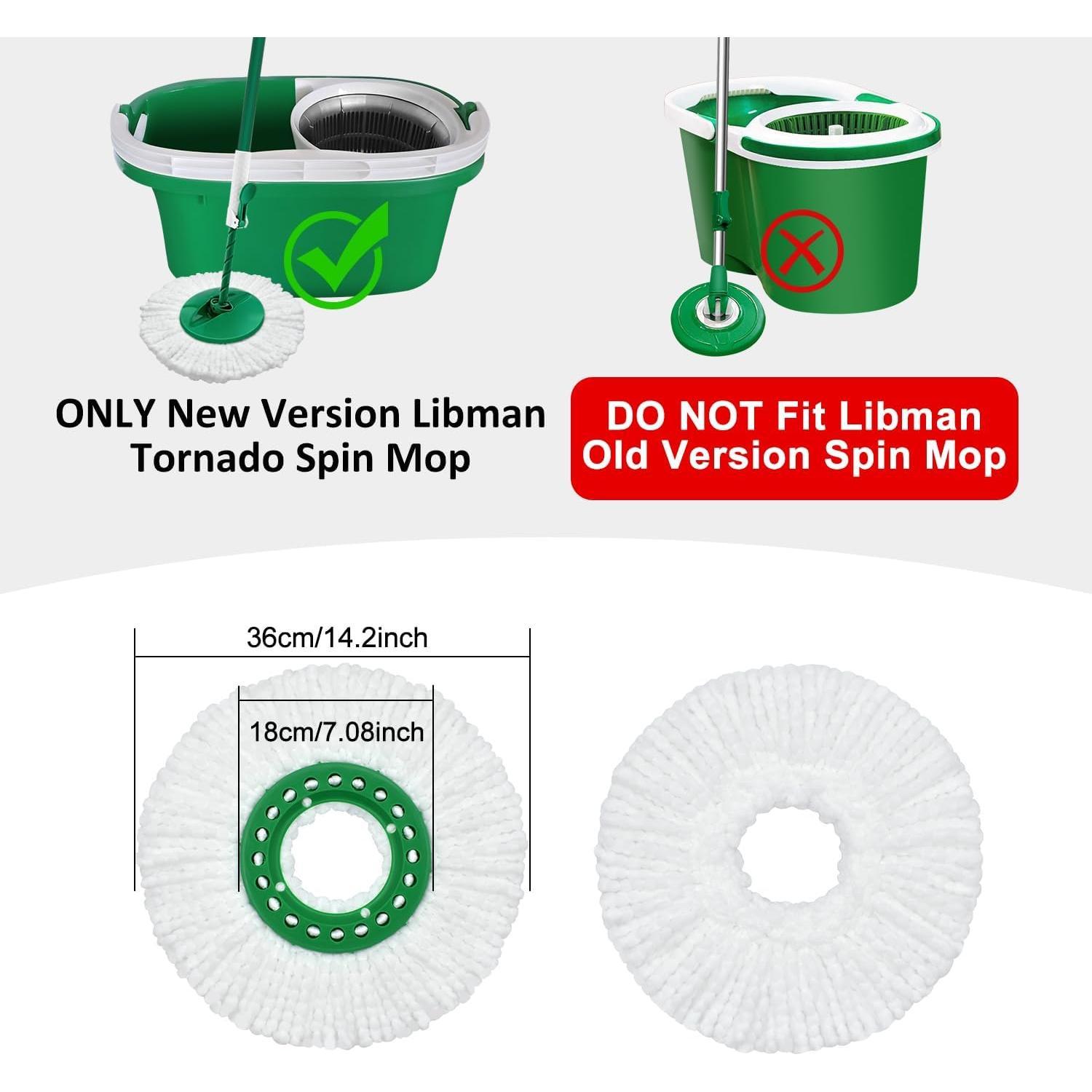 Mop  Replacement for Libman Tornado Spin Mop Thick Microfiber Spin Mop Refill Heads for Libman Tornado Spin Mop System, Easy to Replace and Machine Washable, Wet Dry Clean (White, 3 Pack)