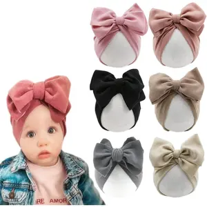 Baby Girl Toddlers Breathable Cotton Hat Newborn Knotted Hat Cute Donut Soft Turban Bow Knot Cap