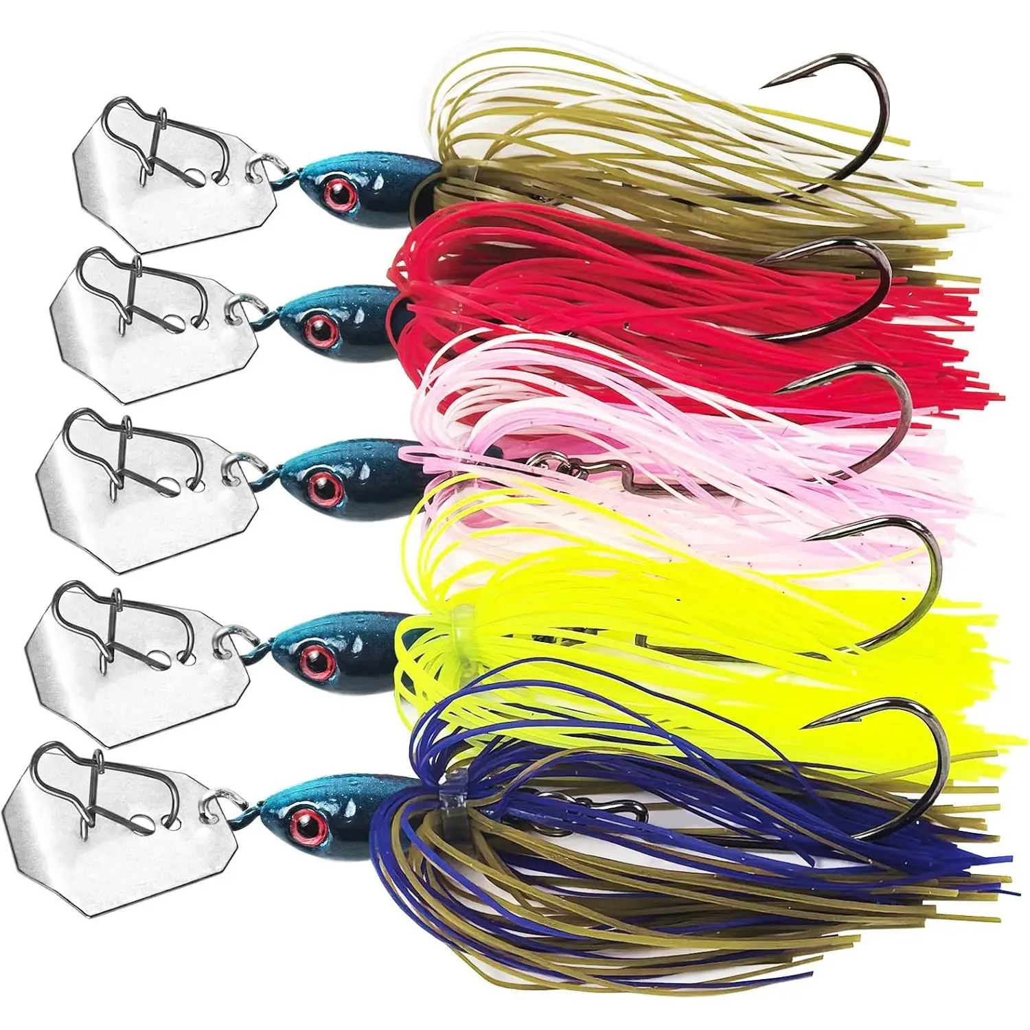 5 count Buzz  Bladed Jigs Lures Fishing Jigs with Worm Hooks for Bass Trout Walleye 4.13in/0.65oz