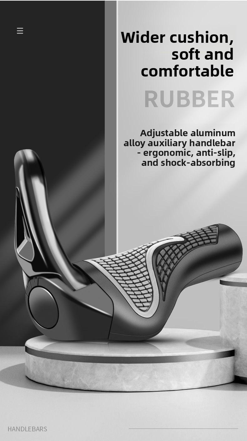 Bicycle Handlebar Covers Silicone Mountain Bike Auxiliary Handle Covers Comfortable Non-Slip Black Horn Boxed with Tools
