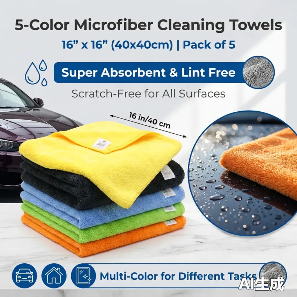 5pcs Multi-Purpose Microfiber Cleaning Towels, Ultra Soft Scratch-Free Microfiber Rags for Car Wash, Detailing, Kitchen, Glass, Reusable & Washable Dusting Cloths