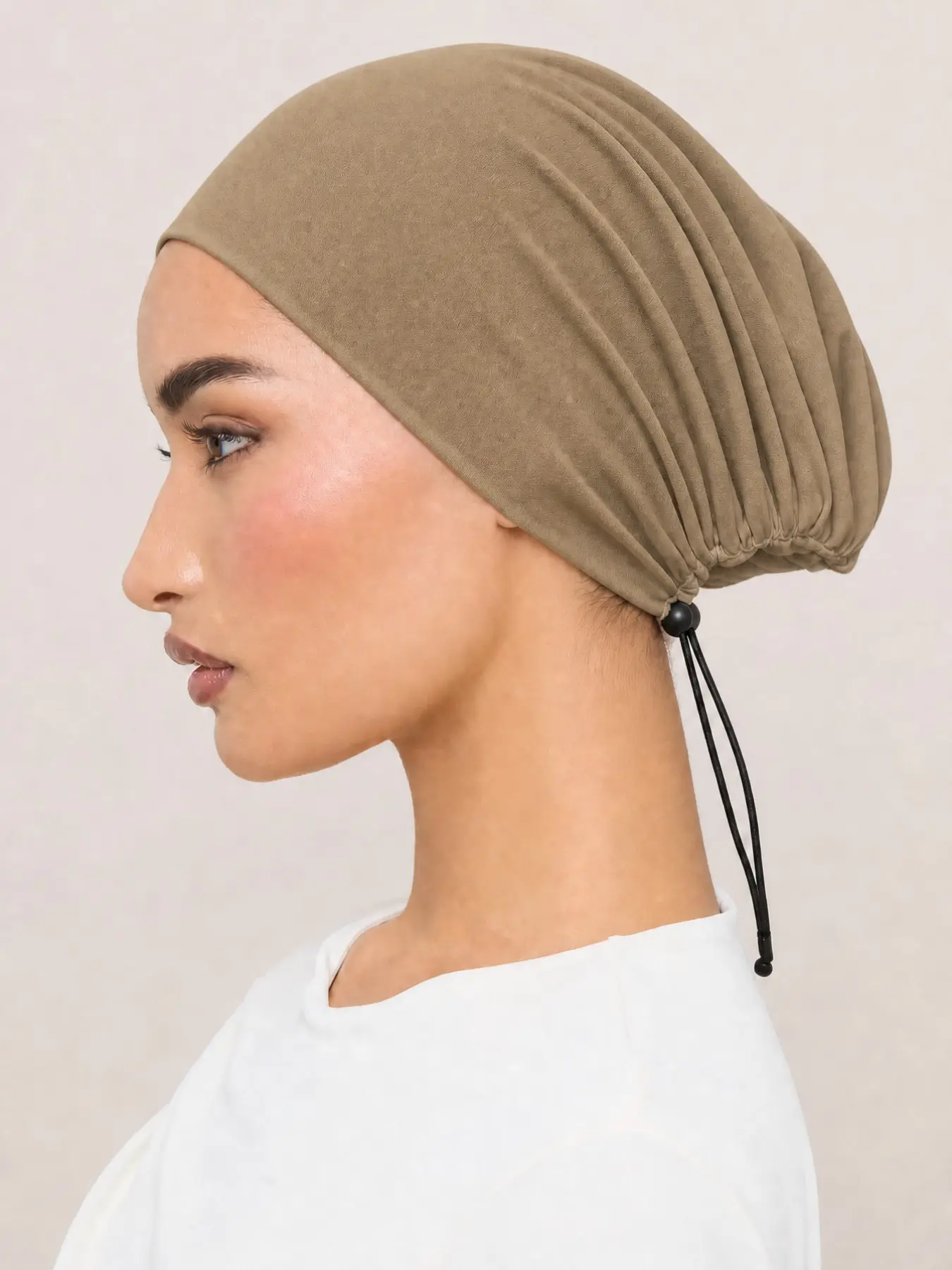 Women's Fashion Casual Drawstring Cap Jersey Hijab, Plain Muslim Headscarf, Lightweight Breathable Inner Hijab, Suitable for Abaya, All Seasons, Hijab Undercap