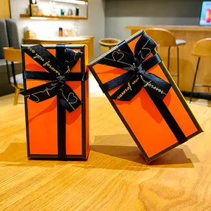 Orange light luxury style gift box, high-end creative exquisite birthday gift box with a sense of sophistication, ins style