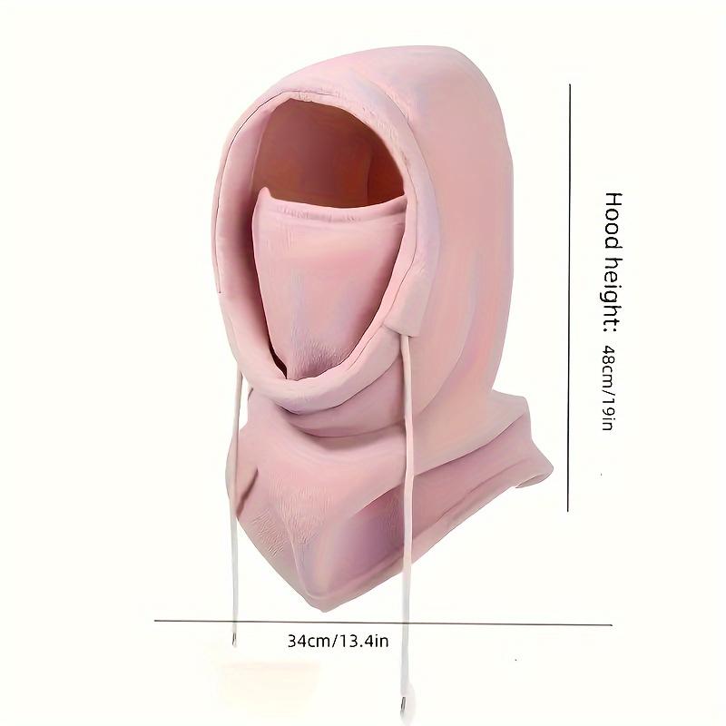 Winter Drawstring Balaclava Hat Windproof Ski Mask Solid Color Bicycle Outdoor Cold Mask Women Hooded Scarf Unisex