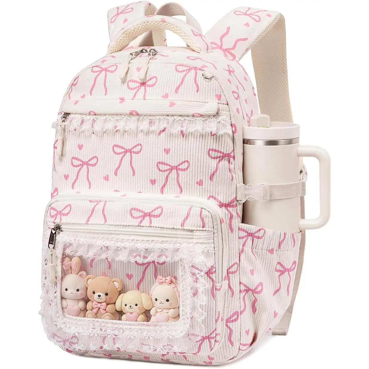 School Laptop Backpack for Teen Girl Lightweight 15.6 inch Bookbag for College Middle High School Women Casual Daypack ( Bow)