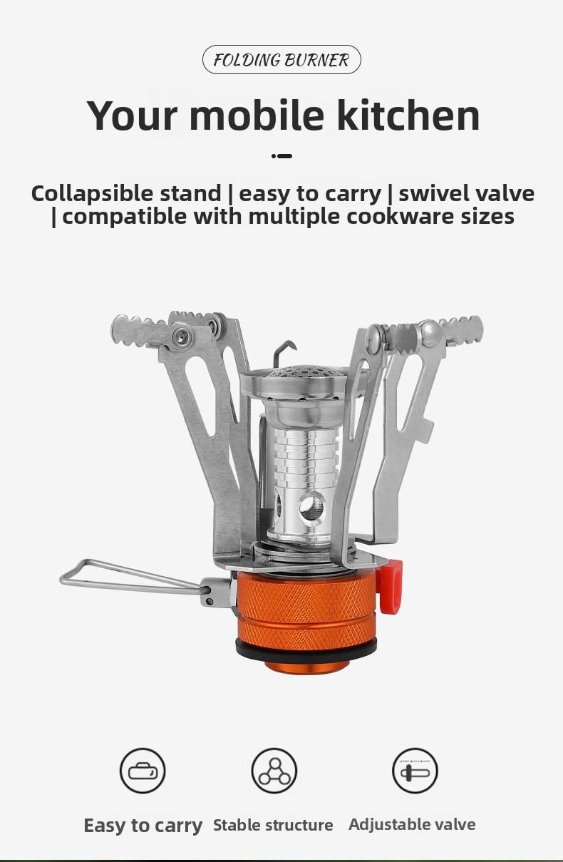 Portable Backpacking Stove Mini Camping Stove with Electronic Ignition All-in-One Outdoor Cooking Gear for Backpacking Travel Hiking Picnic Wild Camping