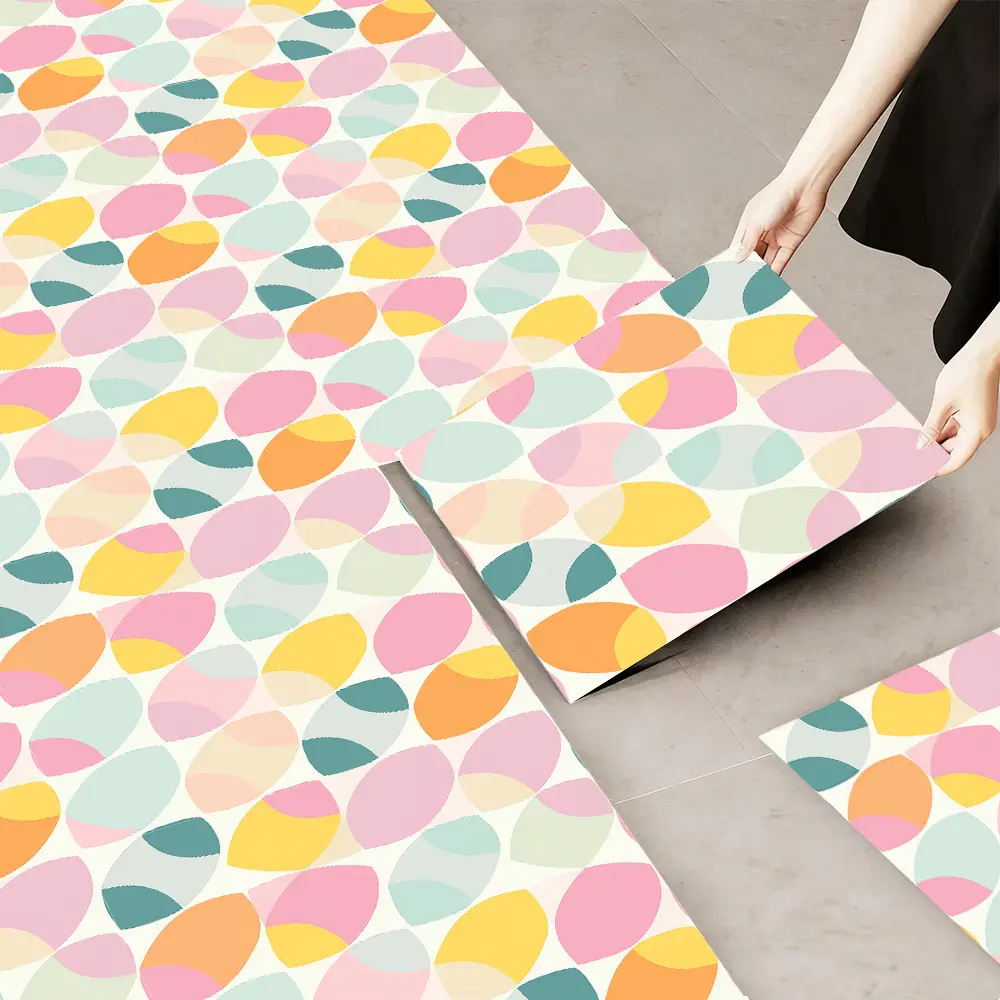 10pcs 2D Flat Vinyl Floor Tiles - Fresh Modern Minimalist Design Pattern Leather Stickers, Create Rustic Aesthetics, Size 11.81x11.81 Inches, Seamless Joined Flooring, Suitable for Study and Entryway, Kitchen, Dining Room, Bathroom, Bedroom, etc.