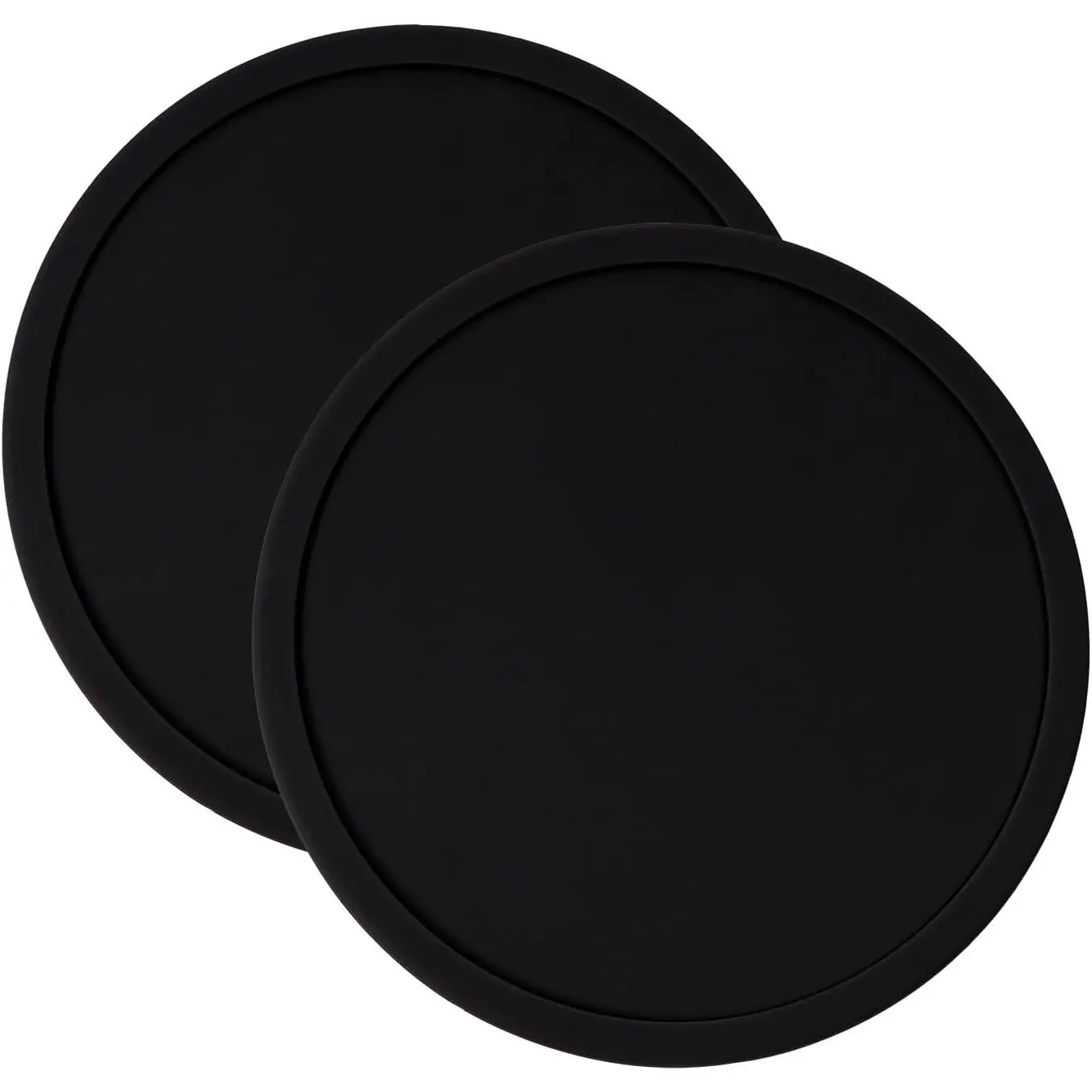 2 count  Round Bar Coaster  Coaster Modern Cup Drink Mat Plate Creative Rug Mug Pad for Table Countertop Desk Cold Hot Drink Beverage Coffee  Kitchen  Decor (Black)