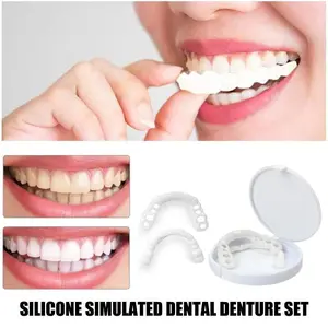 1-5Set Fake Teeth Cosmetic Denture Upper Lower Temporary Fit Smile Veneers False Teeth Brace Cover Upper False Tooth Cover Snap