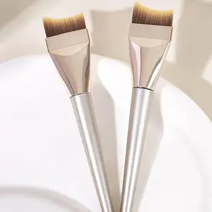 10pcs Angled Makeup Brushes, Ultra-Fine Facial Brush, Arc Fish Tail Foundation Brush, Precise Application, Smooth Bristles, Ideal for Blush, Cream, Mask