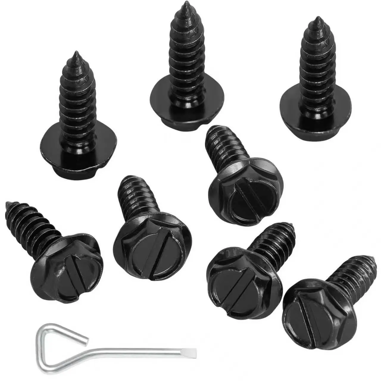8PCS License Plate Screws for Car, Rustproof Stainless Steel Screws, License Plate Bolts, Stainless Fasteners for License Plates with Screwdriver (Black, 8 PCS)