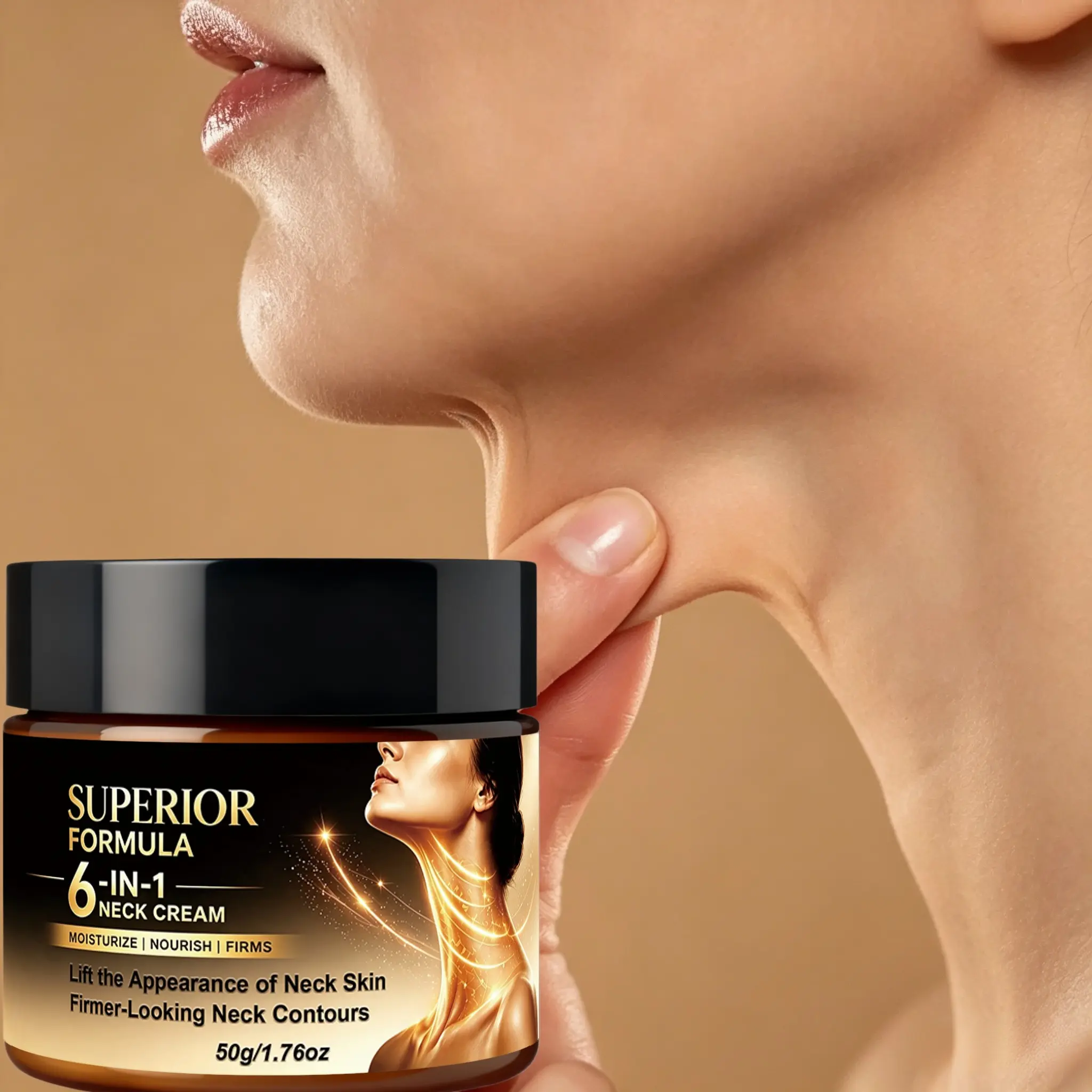 Neck Firming Cream, 6‑in‑1 Neck Moisturizer with Collagen, Retinol, Niacinamide & Hyaluronic Acid, Smooth Neck Skin, Improve The Look of Double Chin, Hydrate & Nourish for Smoother, Tighter‑Looking Neck Contour, Daily Neck Care for Women