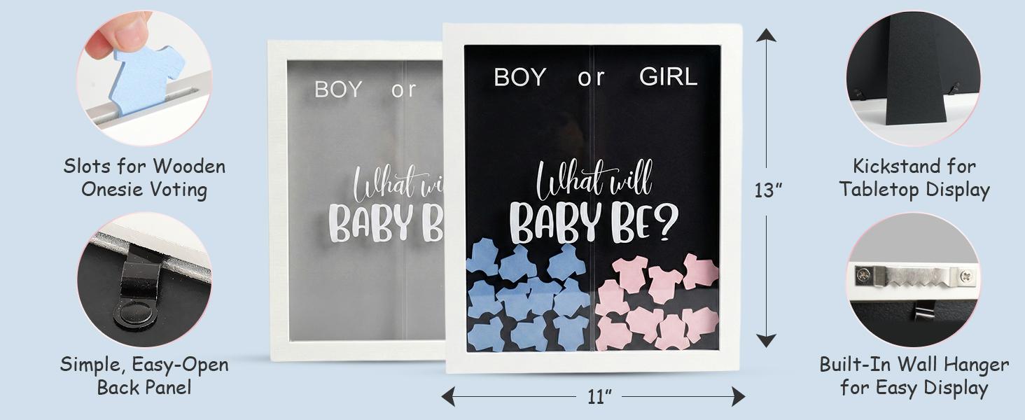 Gender Reveal Decorations for Party – Wooden Voting Board Game Keepsake, Baby Shower Gender Reveal Game, Guest Book Alternative, Cast Your Vote Boy or Girl, Gender Reveal Party Games for Guests