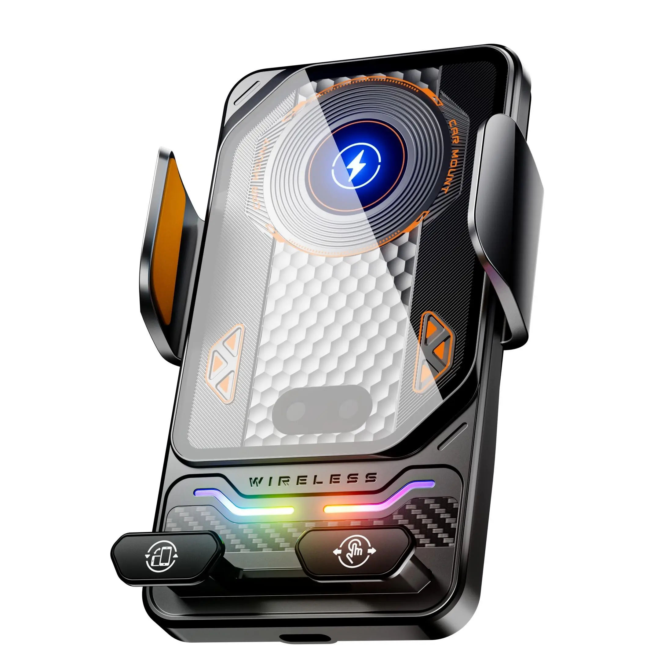 Car Wireless Charger, Smart Fast Charging, Anti-Shake, RGB Light, Car Air Vents Phone Holder, Intelligent Induction, Quick Charge, Wireless Charger For Car