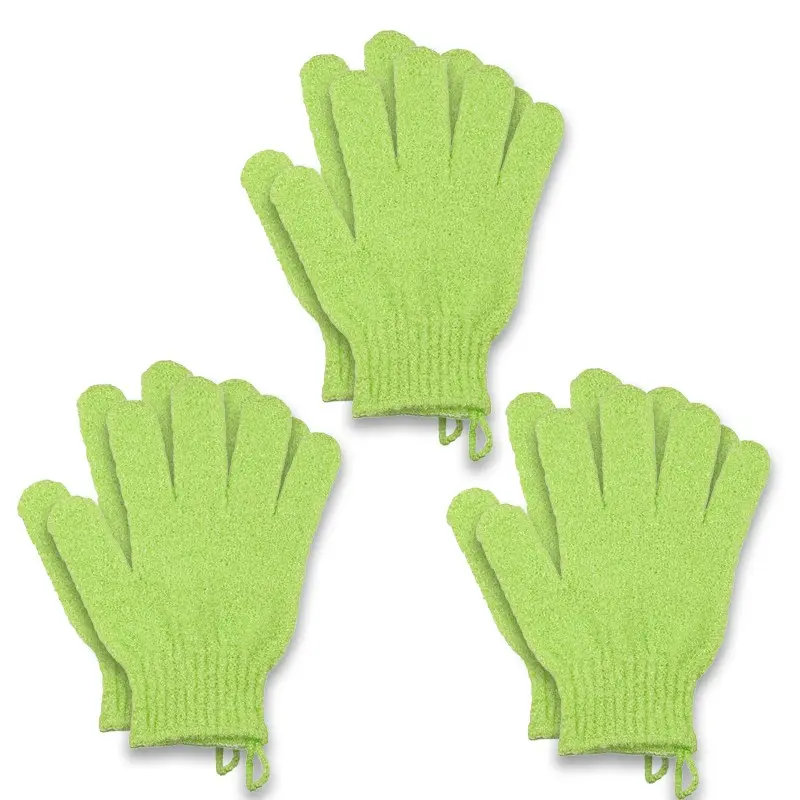 6 Pcs Exfoliating Gloves Set, Unisex Bathing Gloves with Dual-Sided Texture, Shower Mitts with Hooks, Ideal for Dead Skin Removal
