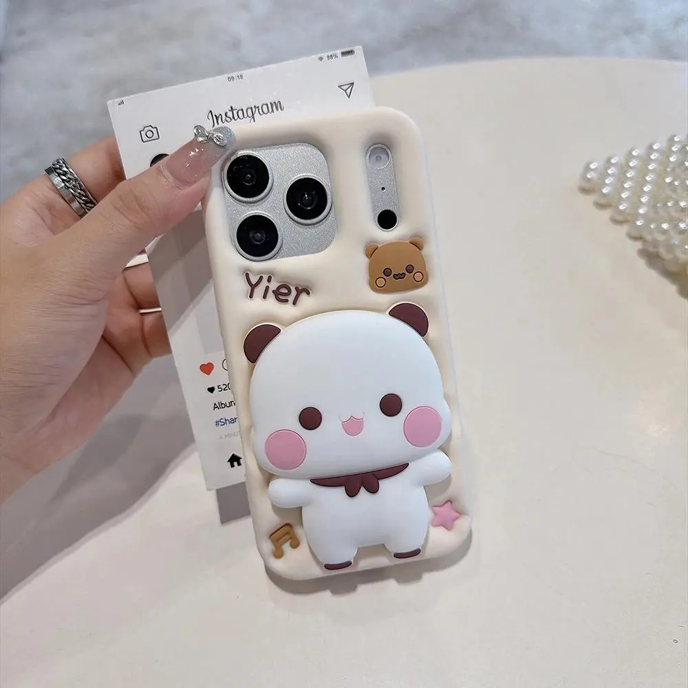 New Cartoon Yier Bubu Stand Phone Case For iPhone 17 16 15 14 13 12 Pro Max Cute Shockproof Protective Case
