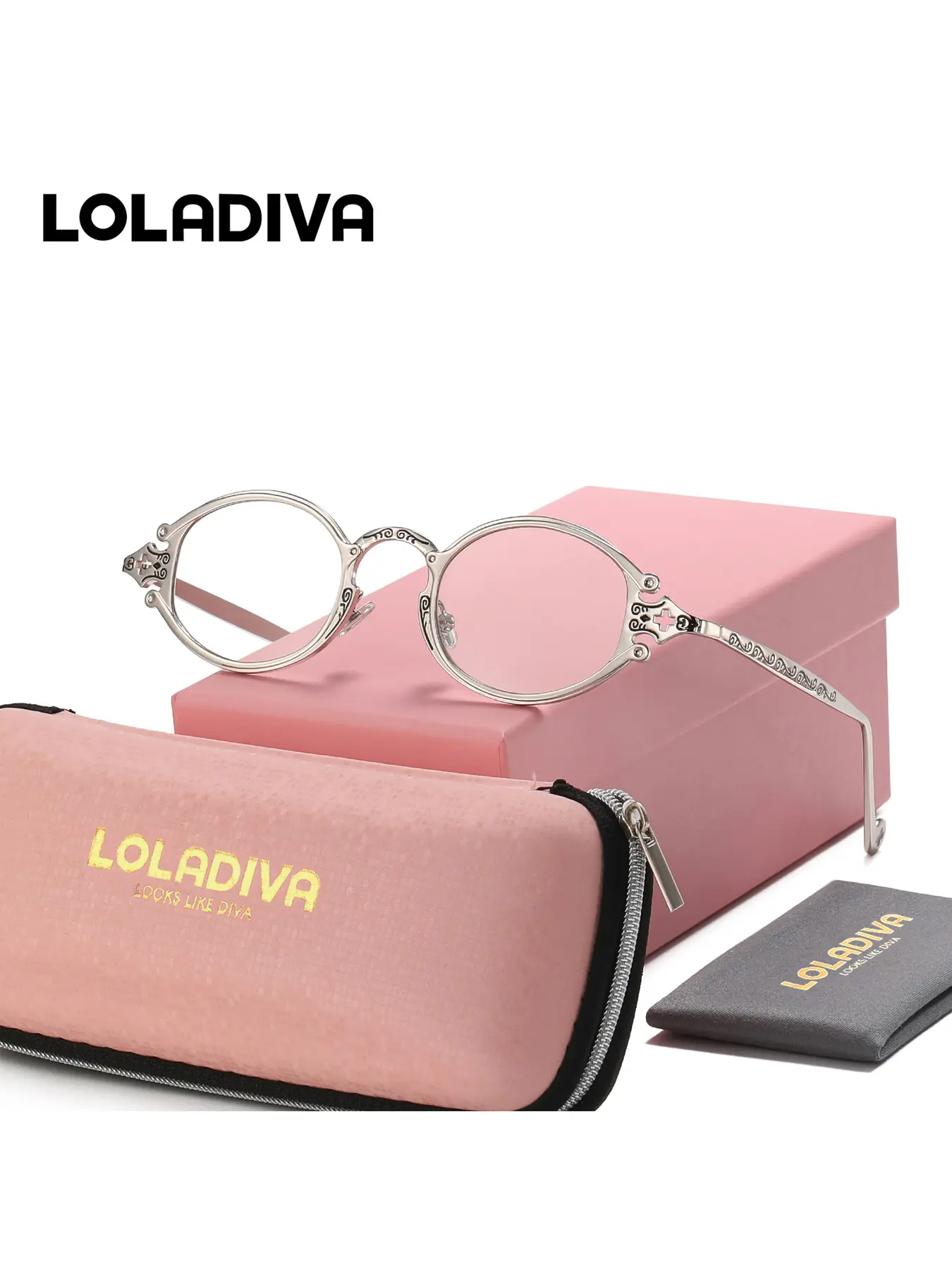 LolaDiva 1 Piece Unisex Vintage Chic Full Frame Plaon Glasses Exhibiting Artistic Sense Oval Frame Plaon Glasses