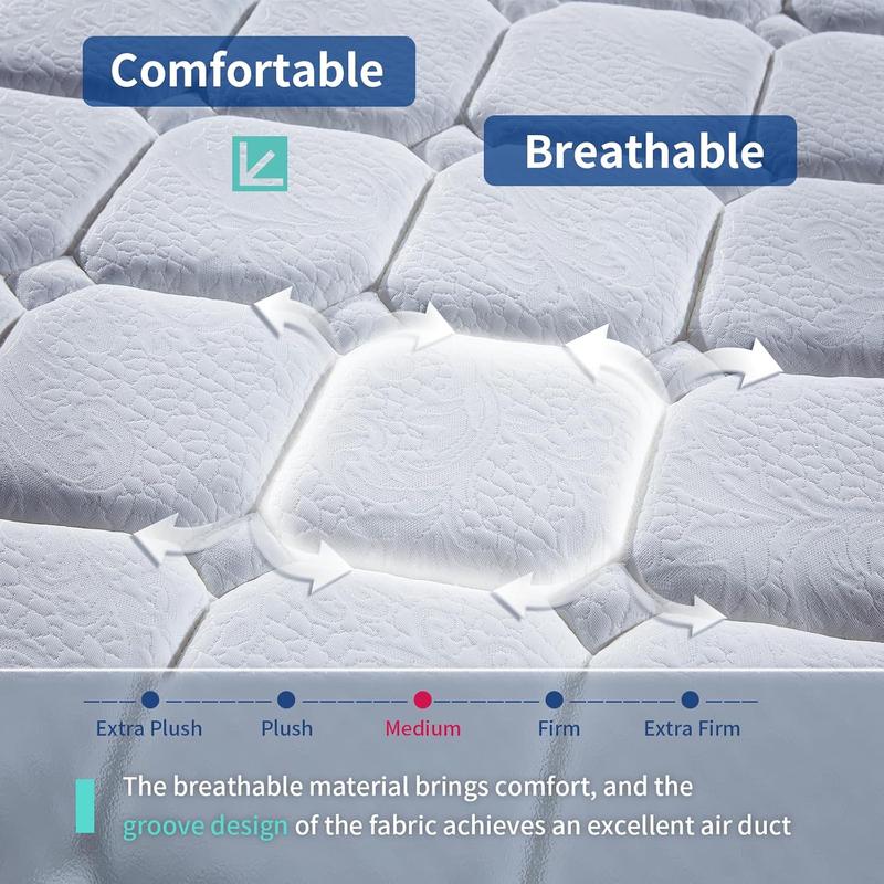 10 inch  Mattress, Hybrid Memory  and Pocket Spring, Motion Isolation, Medium Firm,Edge Support, Soft Touch, Cool and Breathable,Comfortable Mattress in a Box