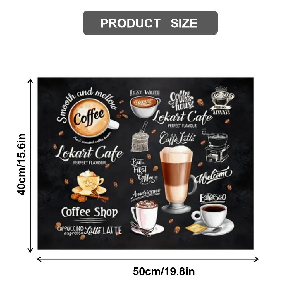 Coffee Theme Pattern Kitchen Countertop Mat, 1 Count  Non-slip Coffee Machine Mat, Absorbent Kitchen Countertop Mat, Kitchen Decor, Housewarming Gift, Coffee Table Mat