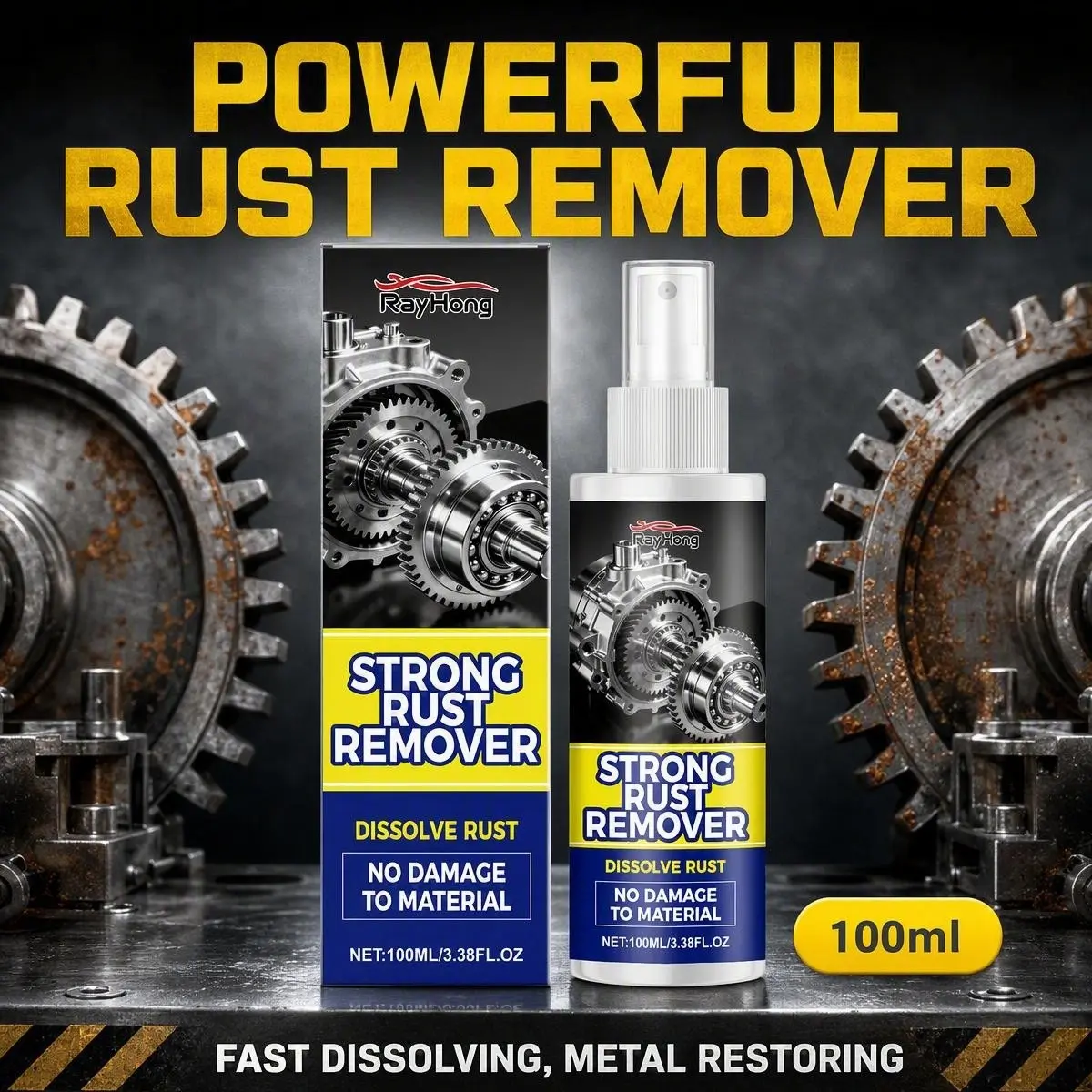 Universal Rust Remover Spray, Home & Auto Parts Cleaner, Penetrates Tough Rust, Renews Metal Surfaces, Indoor Outdoor Use, Daily Maintenance