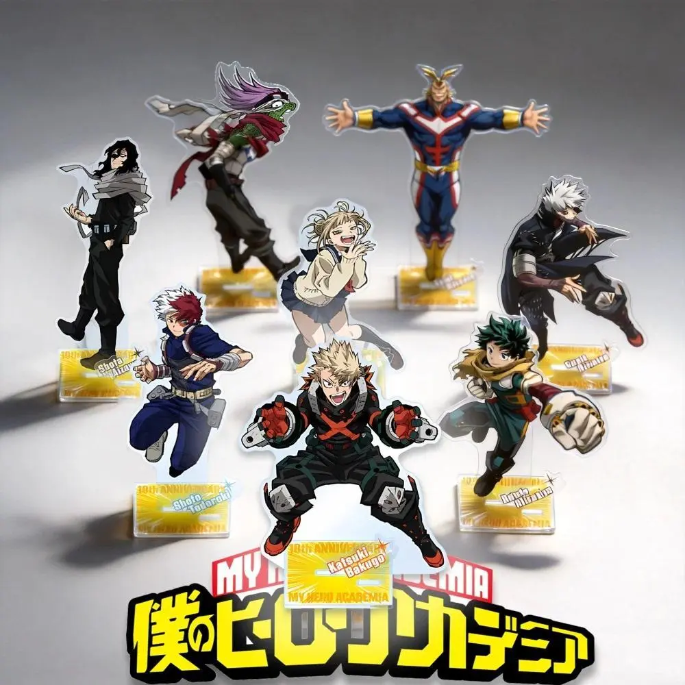 2026 new hot item Anime My Hero Academia Acrylic Stand Keychain   10th Anniversary Kawaii Bakugo Deku Todoroki Toga Desktop Decor Figures