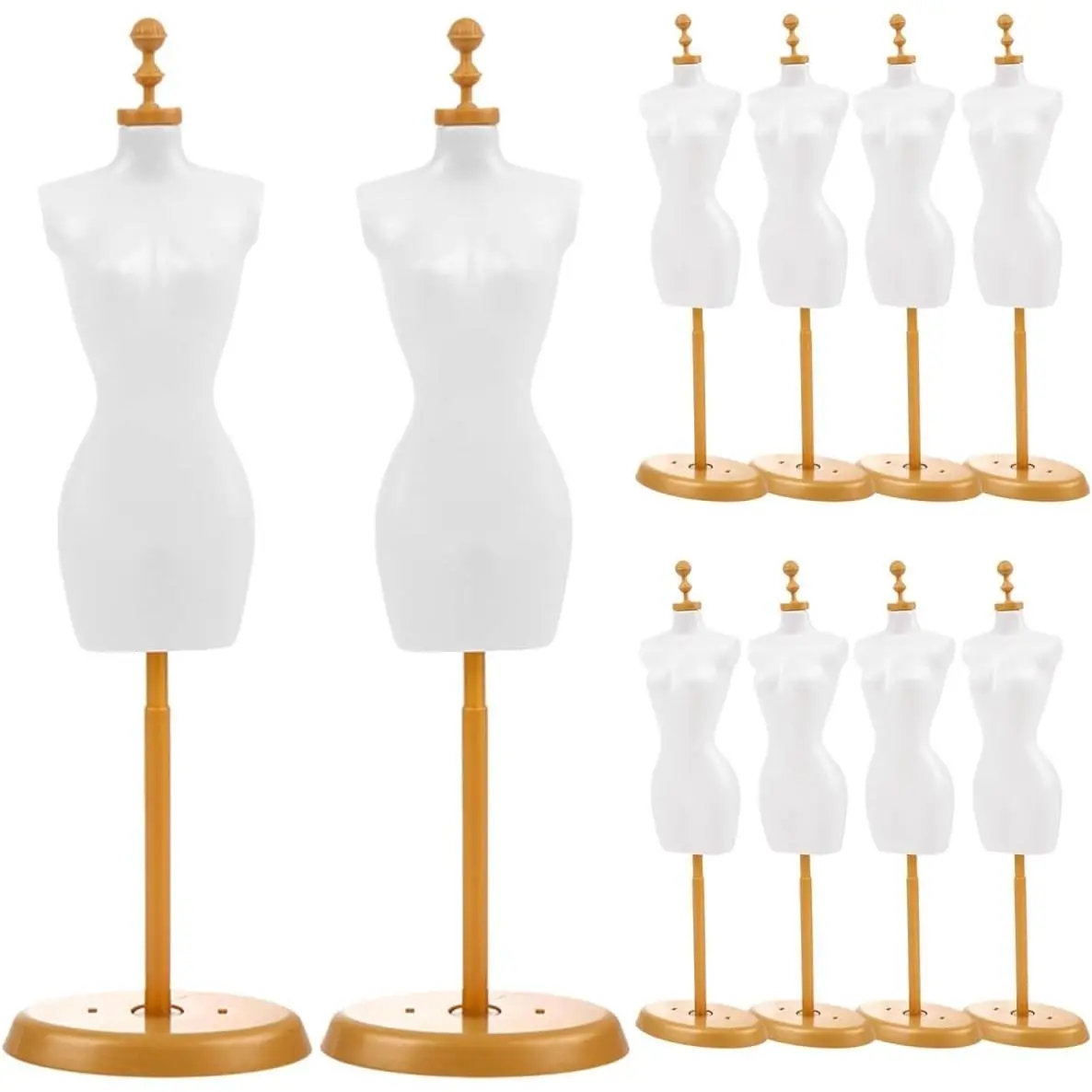 10pcs Mini Dress Form for Doll Clothes Display, Mannequin Stand for Doll Dress Sewing & Jewelry, Miniature Dollhouse Mannequin Accessories