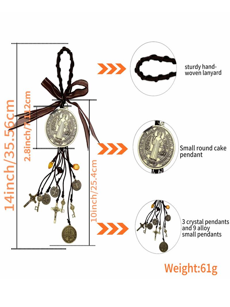 Saint Benedict Medal Protection Blessing Charm, Catholic San Benito Medalla Handmade Jewelry, Car Hanging Charm for Men Women, Car Hanging Decoration