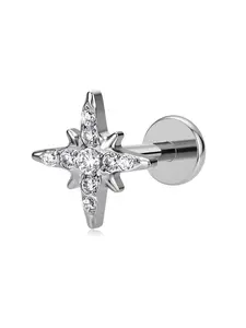 CZ Titanium Flat Back Earrings for Women, Internally Threaded Front Screw, ASTM F136 Implant Grade, 16G - 18G Interchangeable Stud, Cartilage Helix Tragus Conch Earring