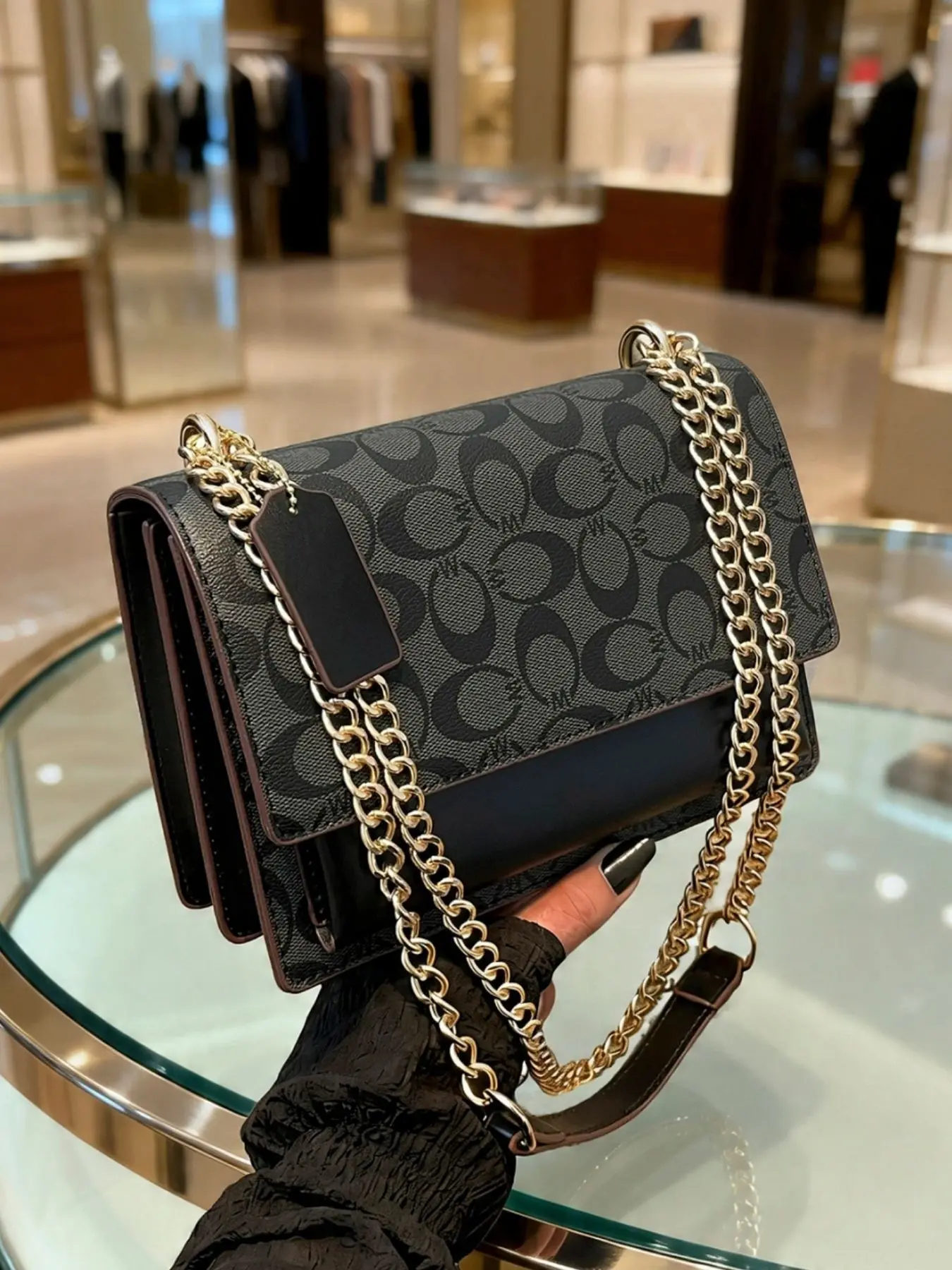 Elegant Women's Crossbody Shoulder Bag, Fashion Crossbody Bags, Snake Skin Pattern PU Leather Handbag, Chain Design, All Season Use, American Retro Style