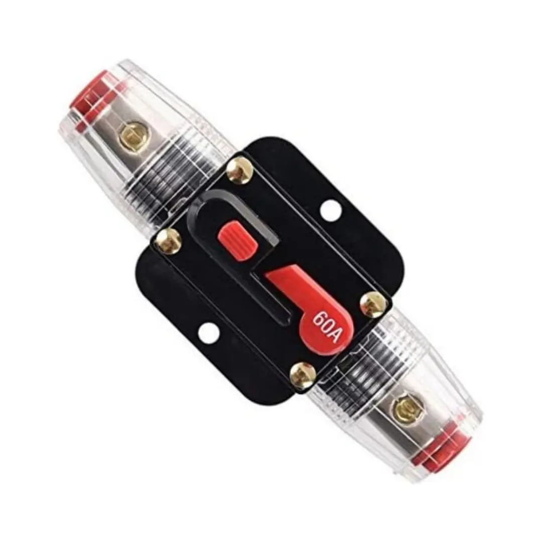 0-60A Inline Circuit Breaker Fuse Holder, 12V-24V DC, Aging Tested, No Stuck State, Smooth Switch Button, Prevents Car Currents From Being Too High, Car Audio & Amplifiers Overload Protection Fuse Replacement, Car Audio And Amps Overload Protection