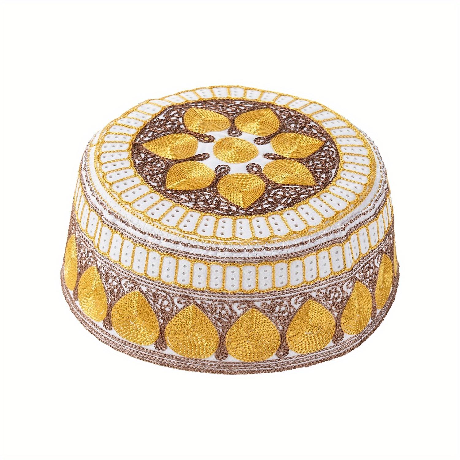 4pcs/set New Muslim Men Prayer Cap Hat Embroidery Leisure Cap Men Headscarf Turban Saudi Cap