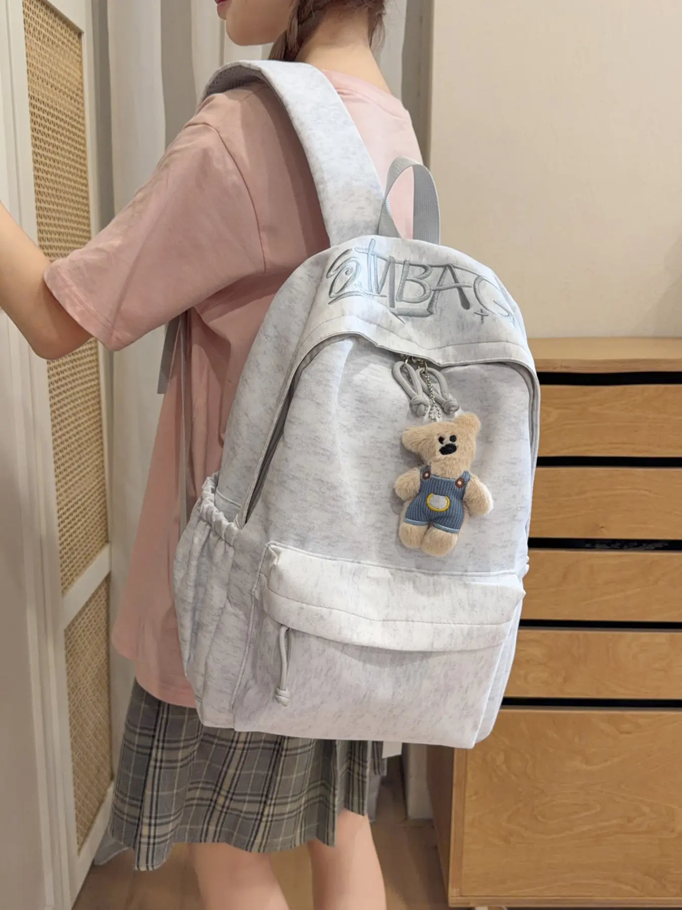 2026 New Fashion Embroidered Backpack, Solid Color Letter Casual Backpack, Large Capacity Outdoor Travel Bag, School Backpack for Students, Versatile Backpack
