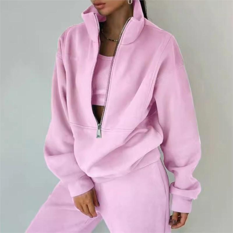 FashionSportsWearSetAutumnWinterNewComfortableWarmTwo-PieceSportsCasualWomen'sClothing Womenswear Suits