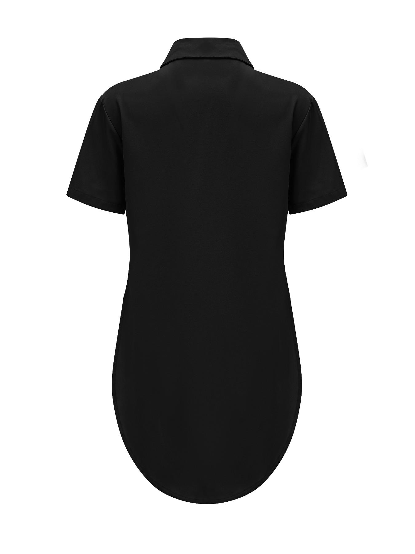 Women's Plain Short Sleeve Button Shirt, Casual Top for Daily Wear, Ladies Clothes for Summer