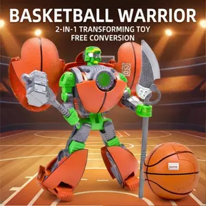 Transformable Basketball Robot Toy, Football Warrior Model, Kids' Olive Ball Police Toy, Boy's Action Figure, Choking Hazard Warning