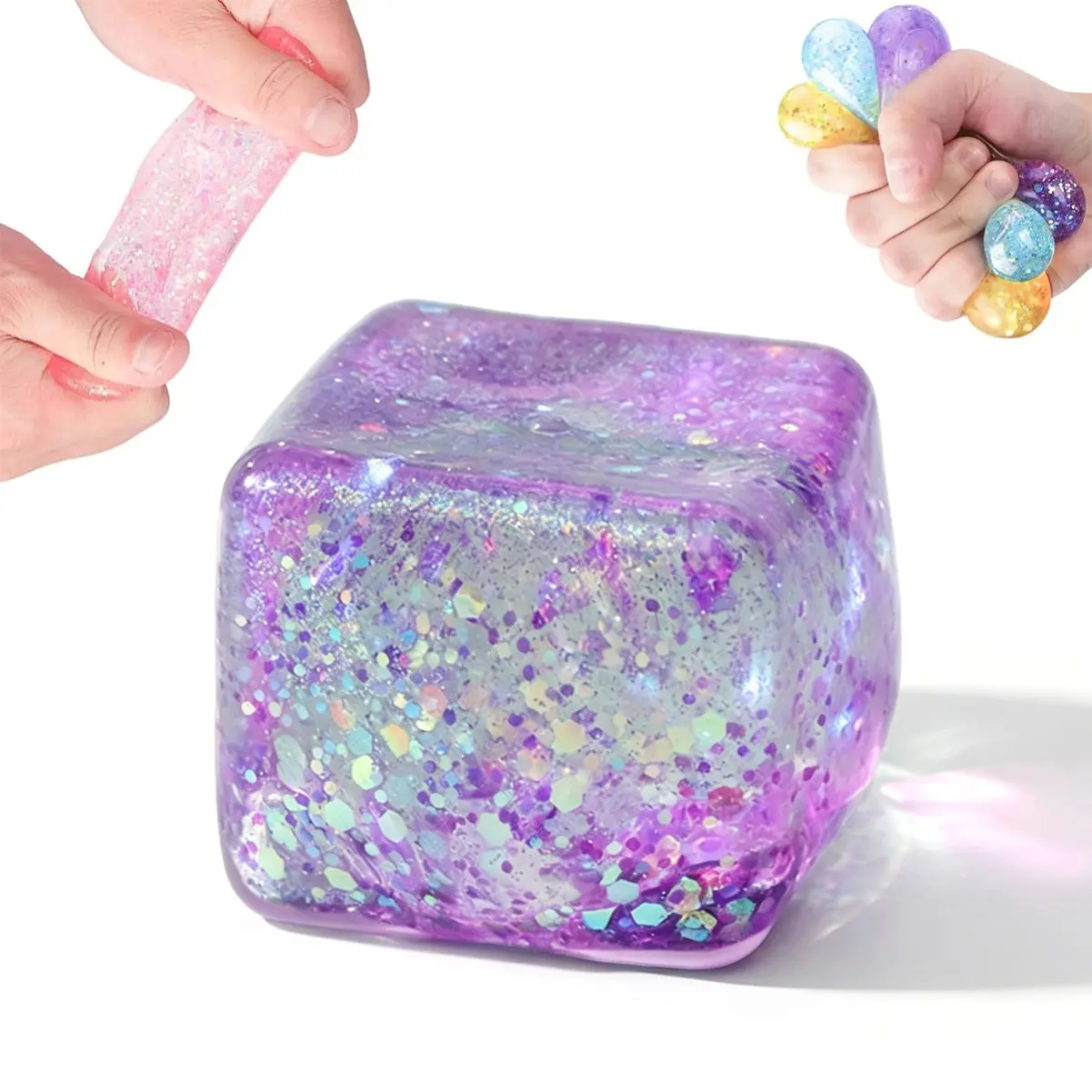 Ice Cube Squishy Stress Square,Slow-Rebound TPR Stress-Relief Wonder Cube for Adults,Party Favors Goodie Bag Fillers