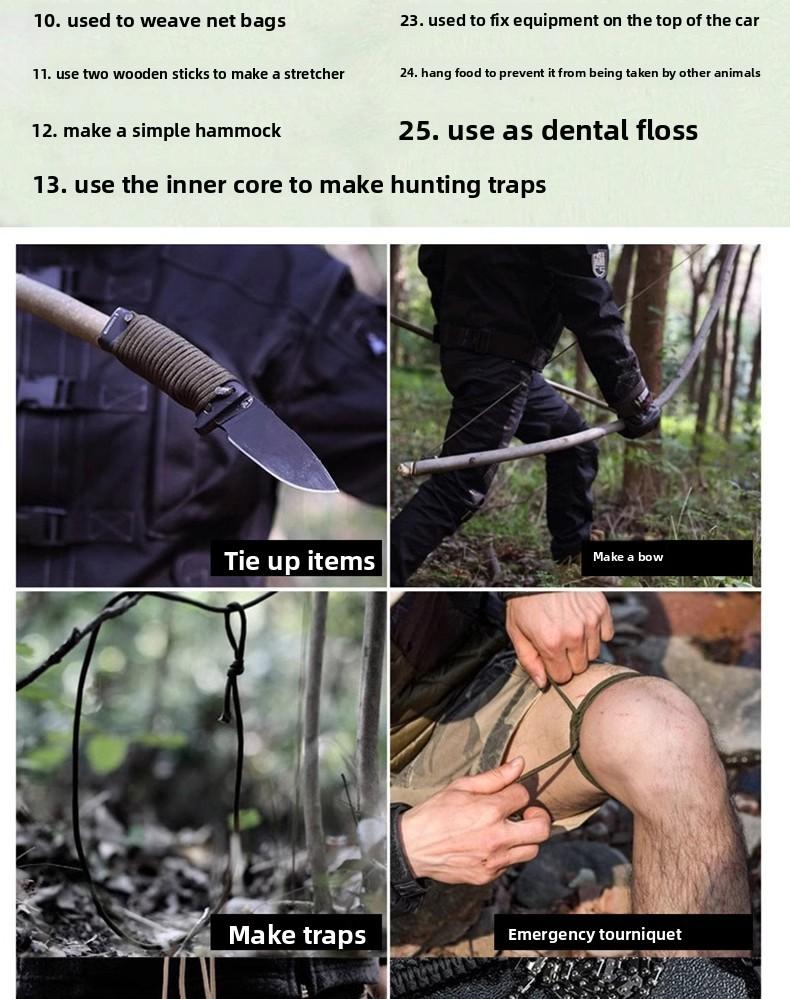 Outdoor Sports Foldable Survival Bracelet Whistle Outdoor Survival Five-in-One Multifunctional Compass Flint Rope Braided Bracelet Camping Pro Off-Road Electric Mountain Bike