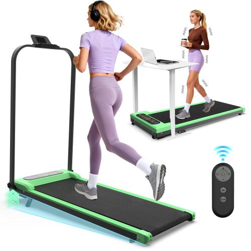 [Bellemave]Foldable Treadmill with Handle Bar & Incline, 2 in 1 Upgrade Portable Under Desk Walking Pad and Vibration Pad with Remote Control for Home Office Small Spaces