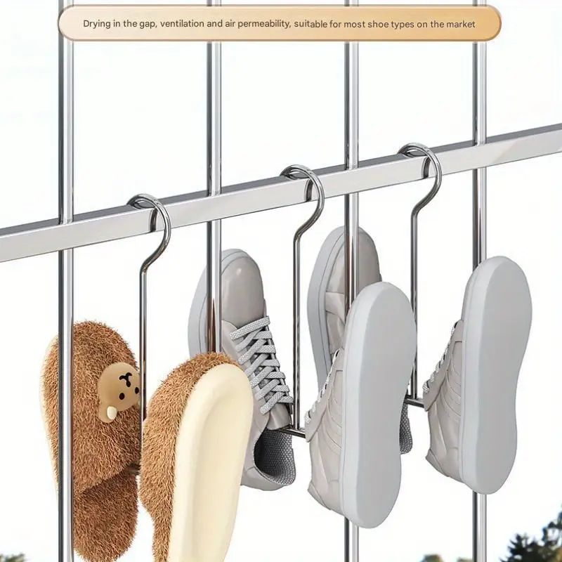 3-Piece stainless steel U-shaped shoe drying rack - windproof, quick-drying, space-saving wall-mounted hook, outdoor drying rack | Minimalist design | Stainless steel rack, drying rack