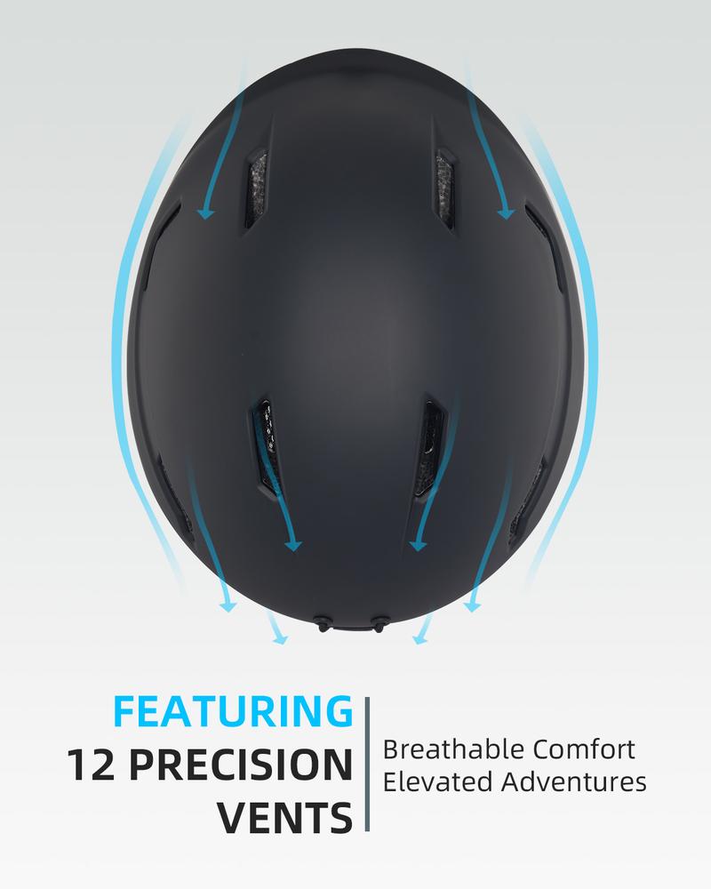 [Multi-Color Options]Adult Snowboard Helmet - Durable PC Shell, EPS Foam & Ventilation System - Unisex Ski Helmet in Matte Black, Gray & White for Men, Women & Youth