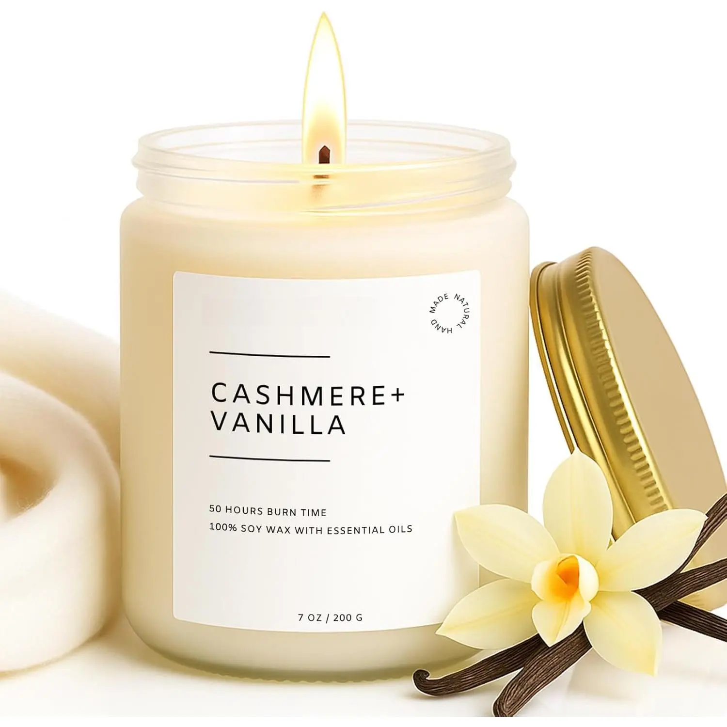 Cashmere Vanilla Scented Candle for  Scented 50+ Hrs Highly Scented Creamy Vanilla  Cashmere |   Soy Candle Gifts for Women Vanilla Candles for Cozy