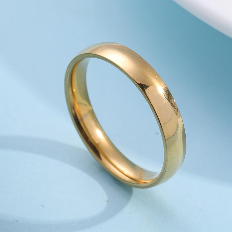 Golden and Silvery Two-tone Stainless Steel Ring, Simple Smooth Plain Band, Exclusive Couple's Matching Rings