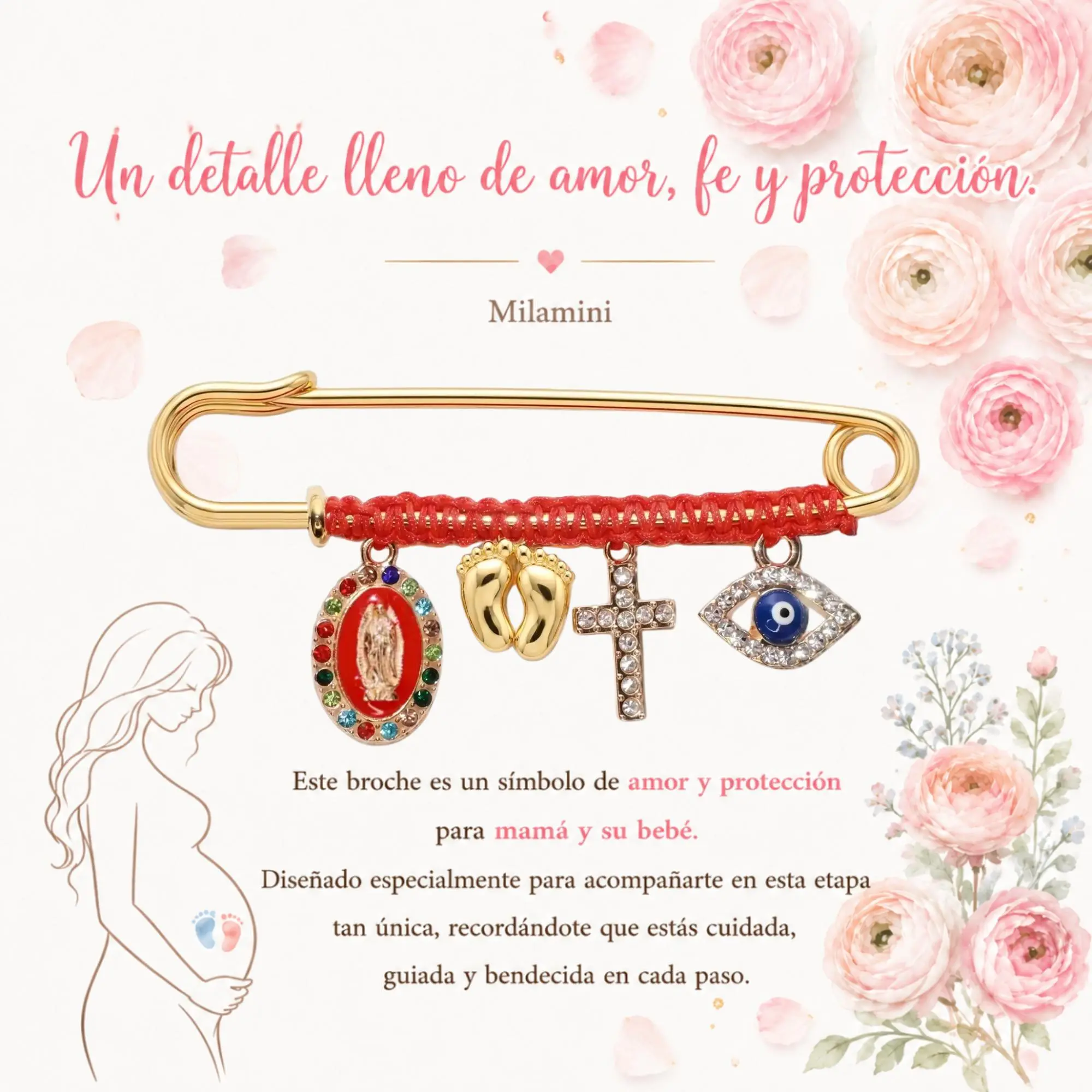 Milamini 4pcs Protection Brooch for Pregnancy & Baby | Evil Eye Protection Charm Pin