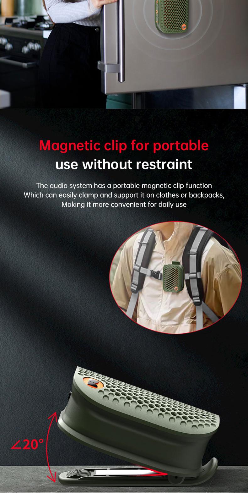 Monster M3 Bluetooth Speaker Wearable Portable Magnetic Clip-on Bluetooth Sound Box TWS Stereo Matching Wireless Portable Speakers